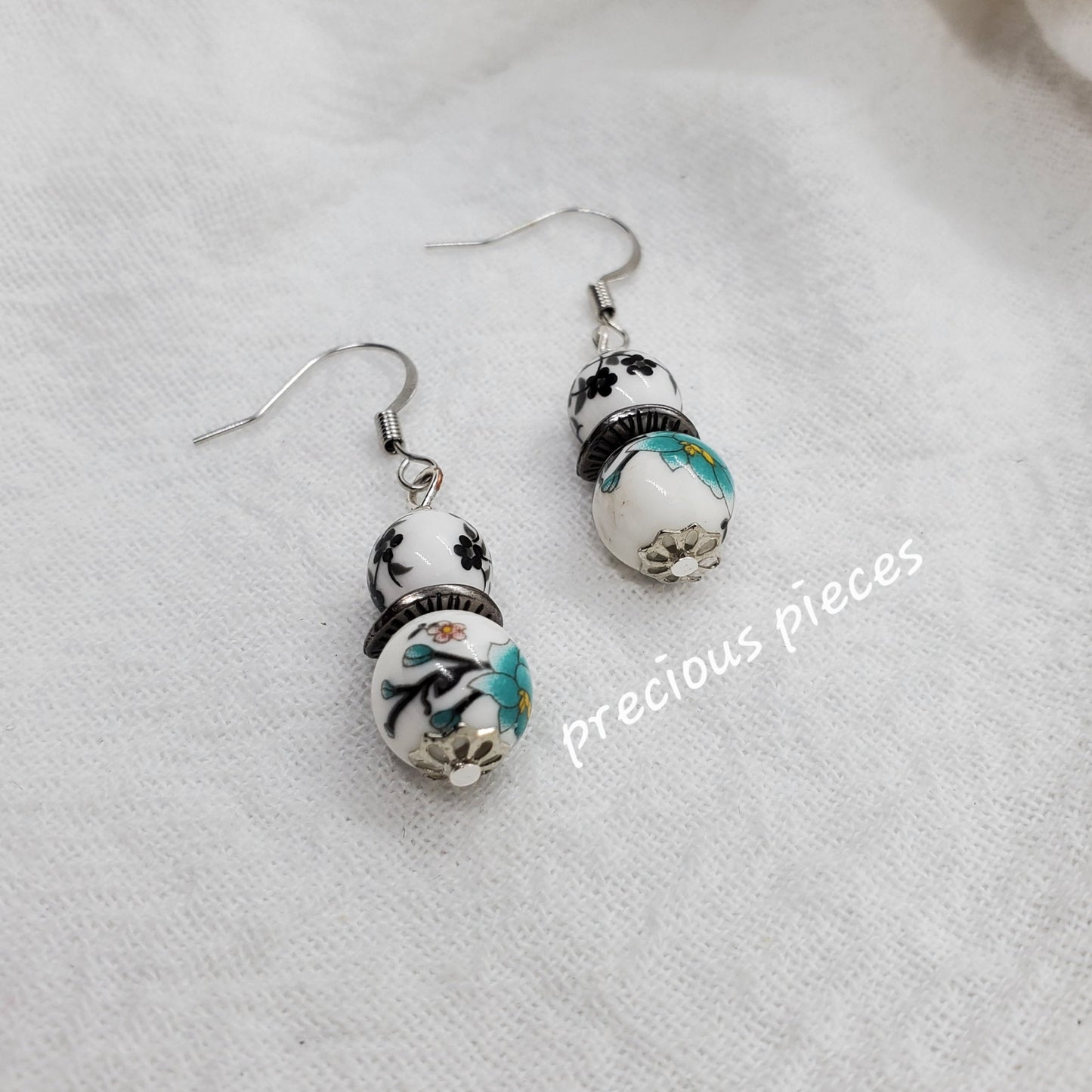 Ceramic Flower Beaded Earrings