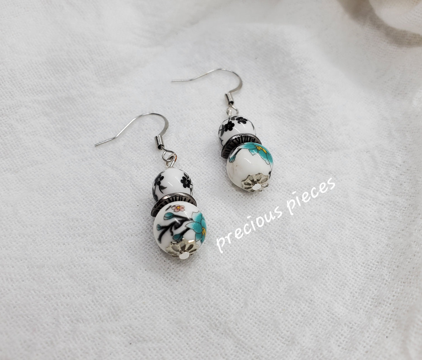 Ceramic Flower Beaded Earrings