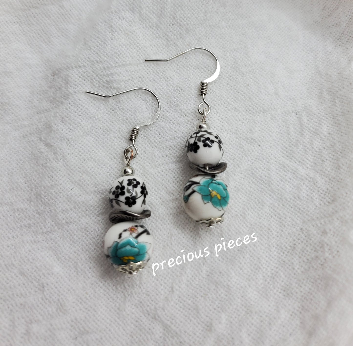 Ceramic Flower Beaded Earrings