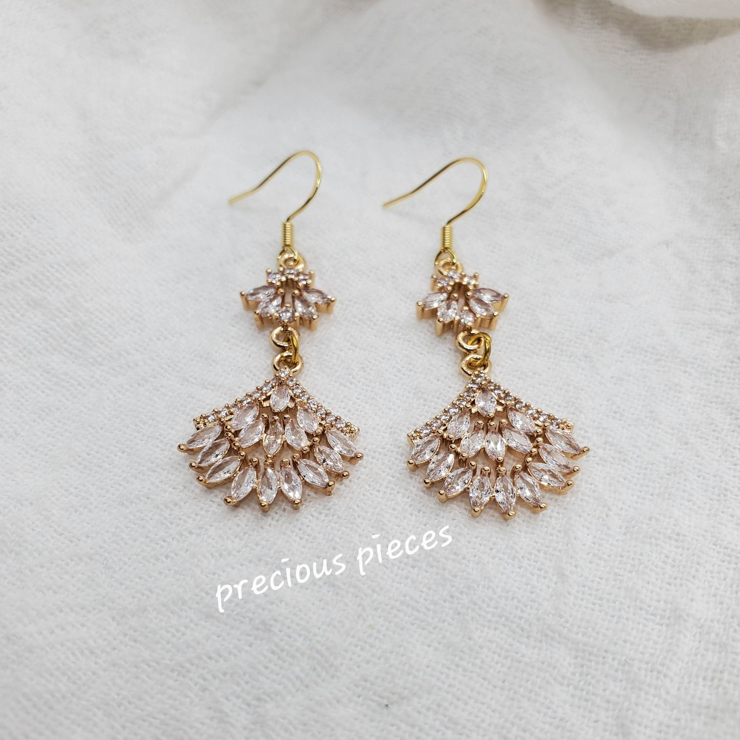 Cubic Zirconia Fan Shape Earrings