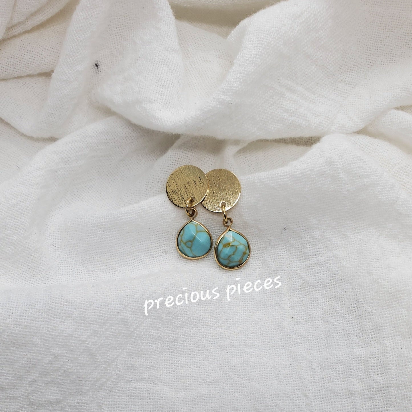 Brass and Turquoise Dangle Earrings