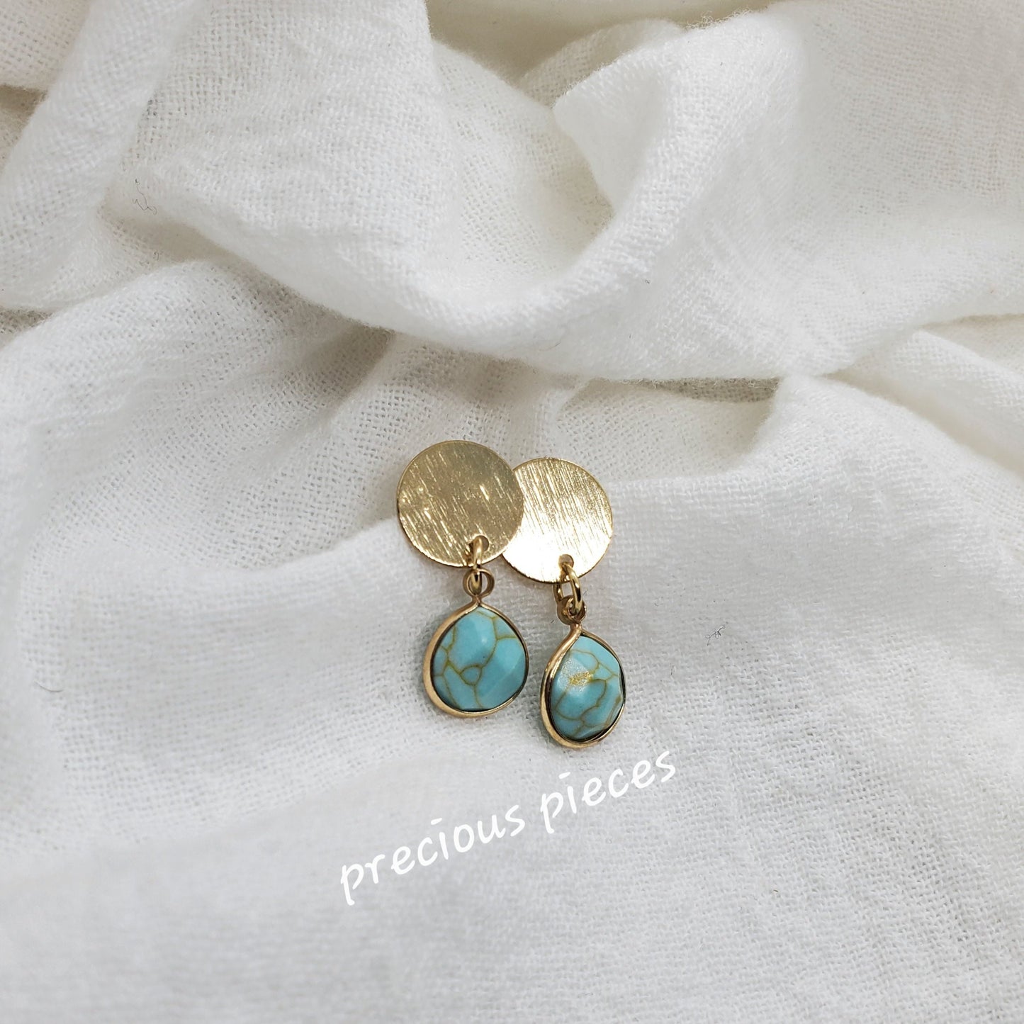 Brass and Turquoise Dangle Earrings