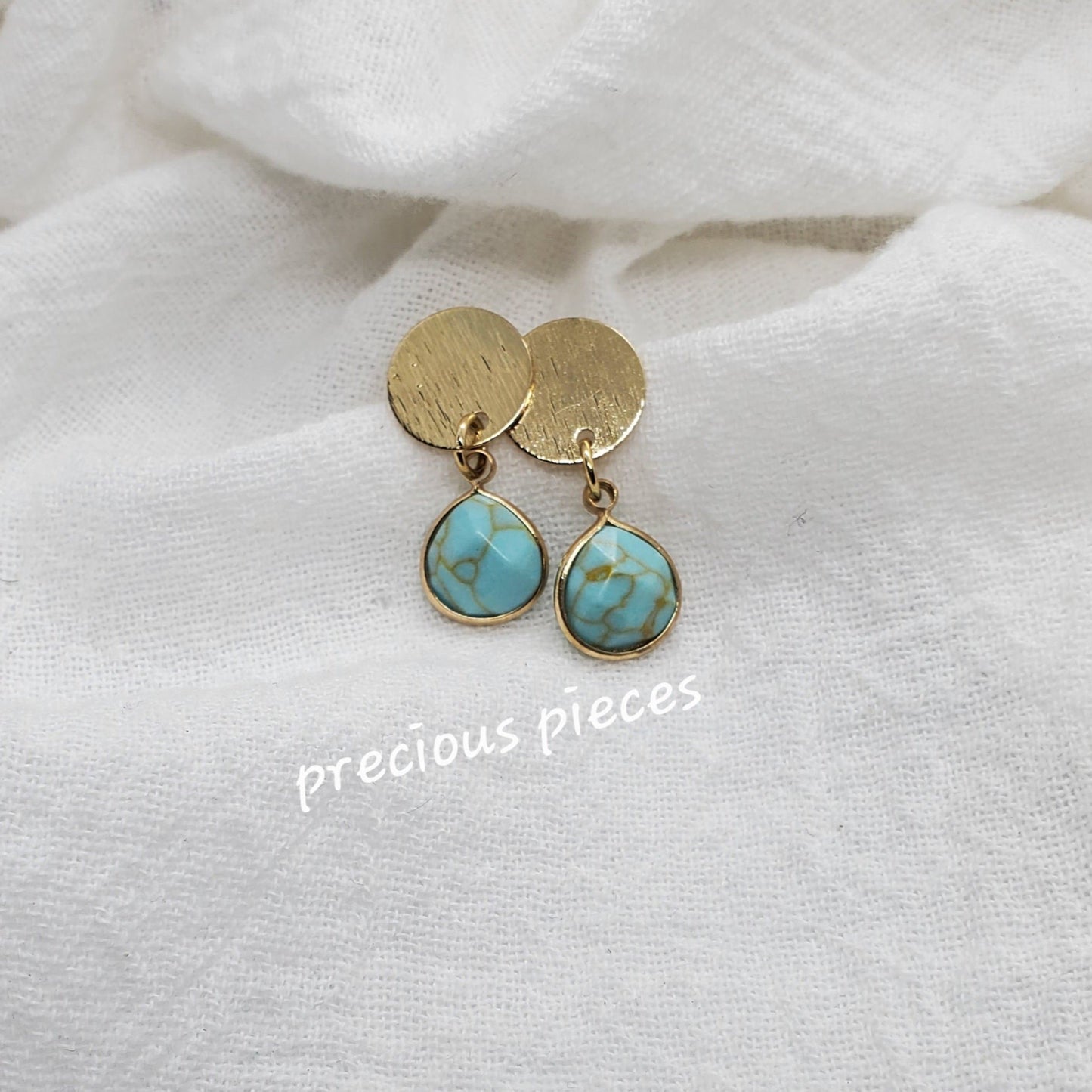 Brass and Turquoise Dangle Earrings