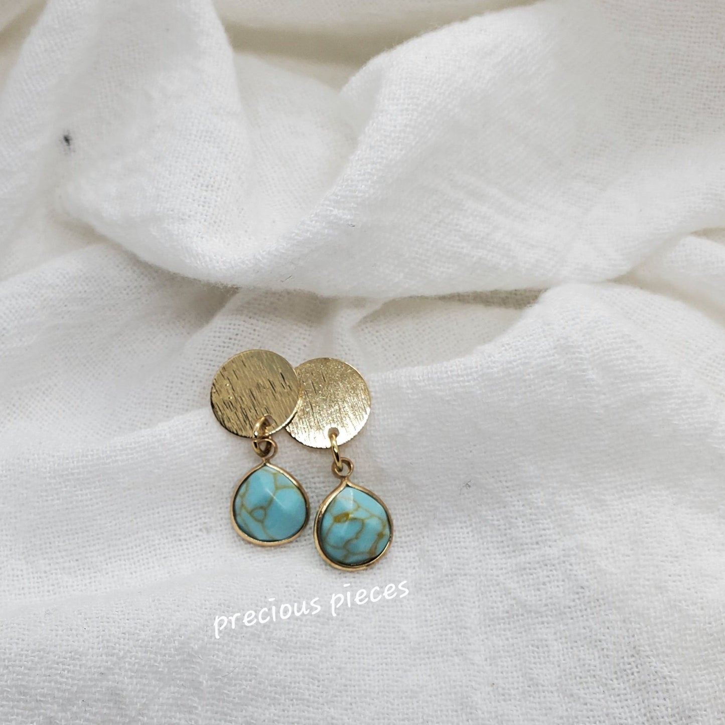 Brass and Turquoise Dangle Earrings