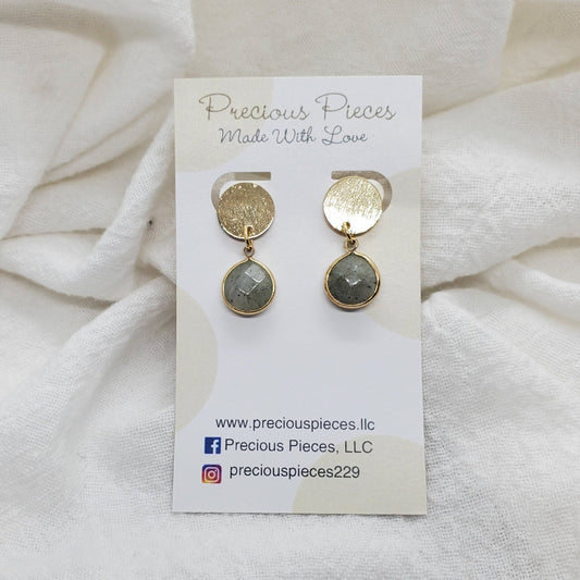 Brass and Labradorite Dangle Earrings