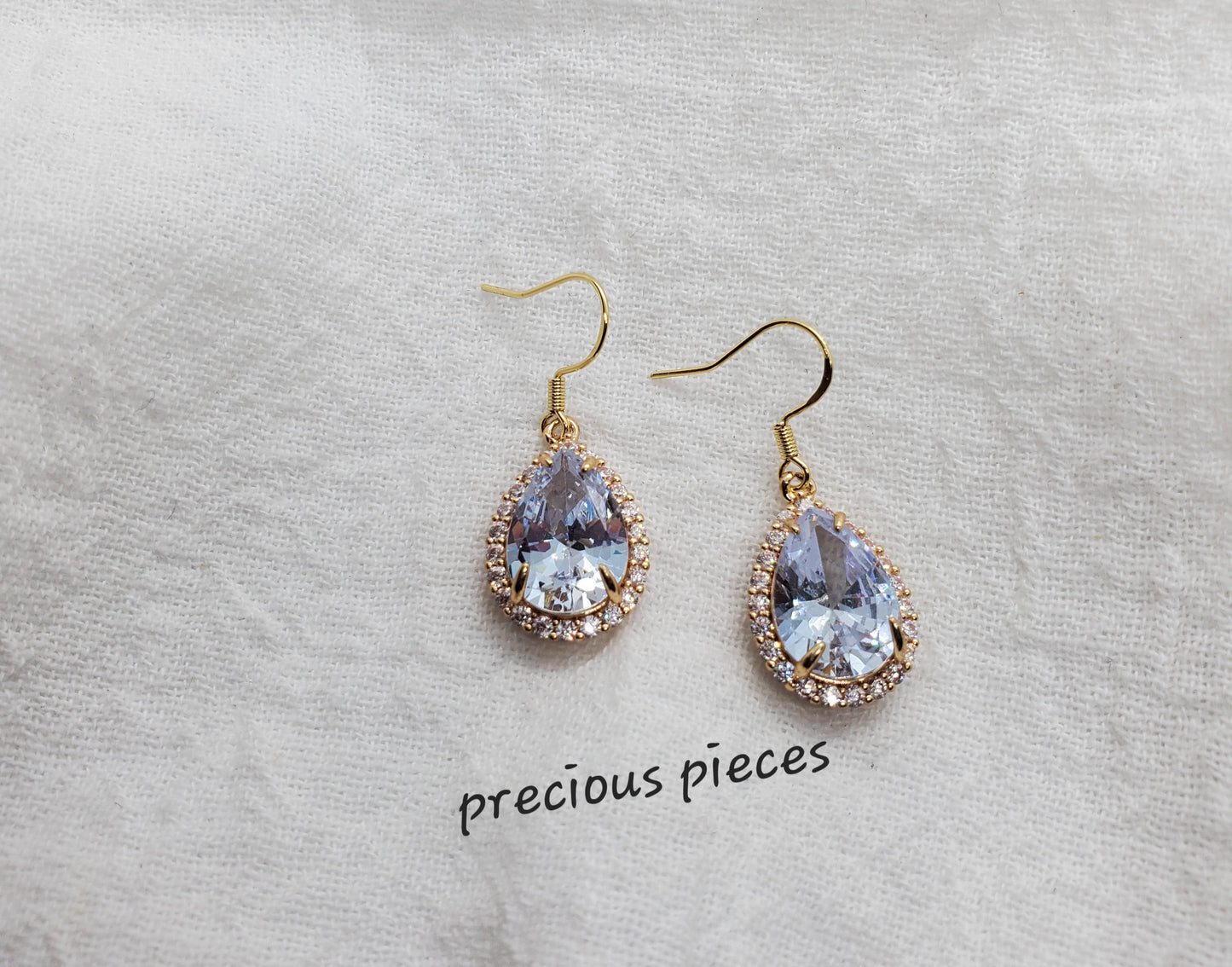 Vintage Pave Crystal Teardrop Earrings