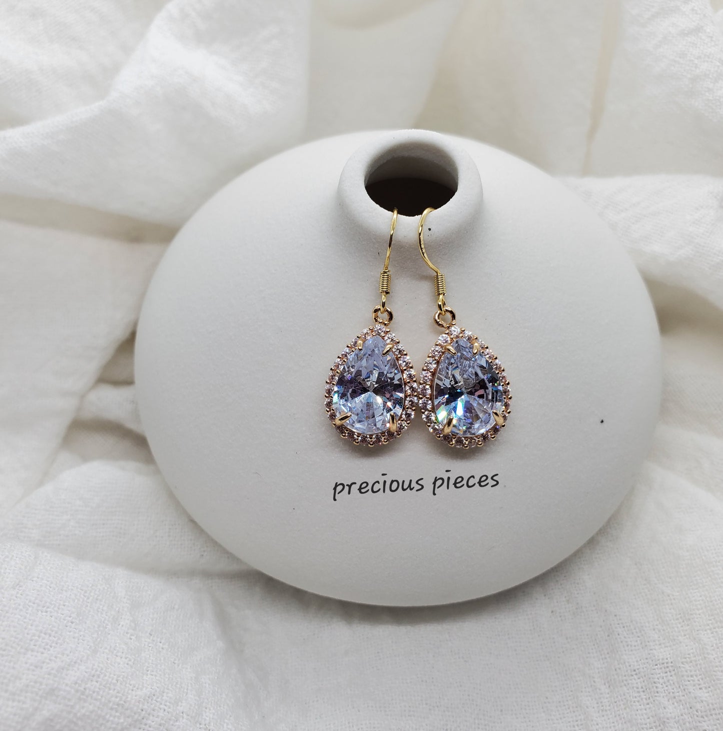 Vintage Pave Crystal Teardrop Earrings