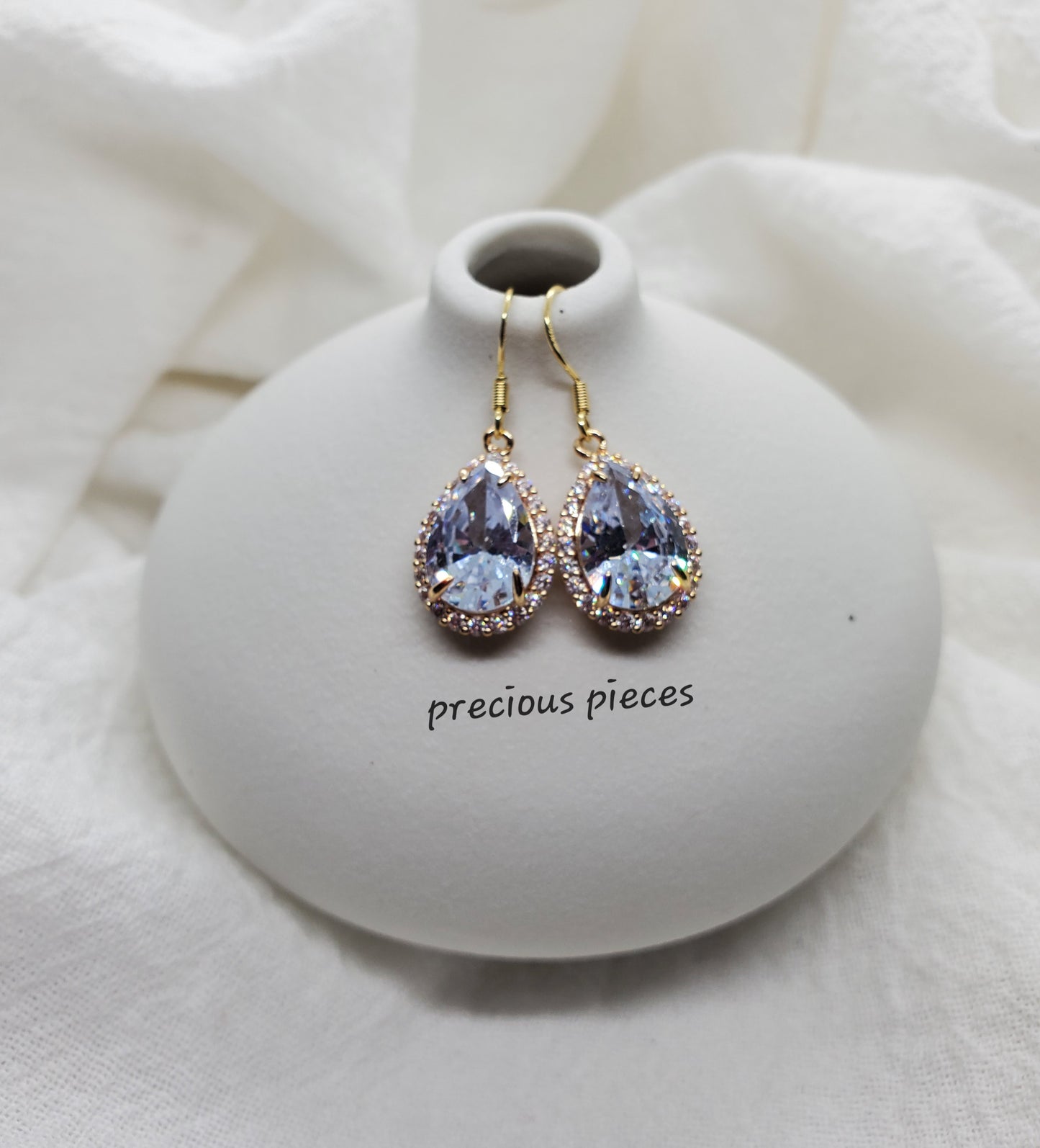 Vintage Pave Crystal Teardrop Earrings