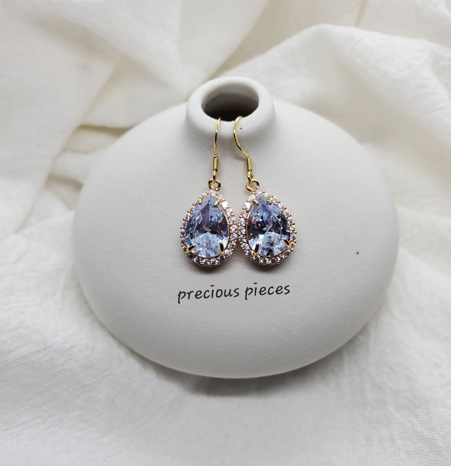 Vintage Pave Crystal Teardrop Earrings