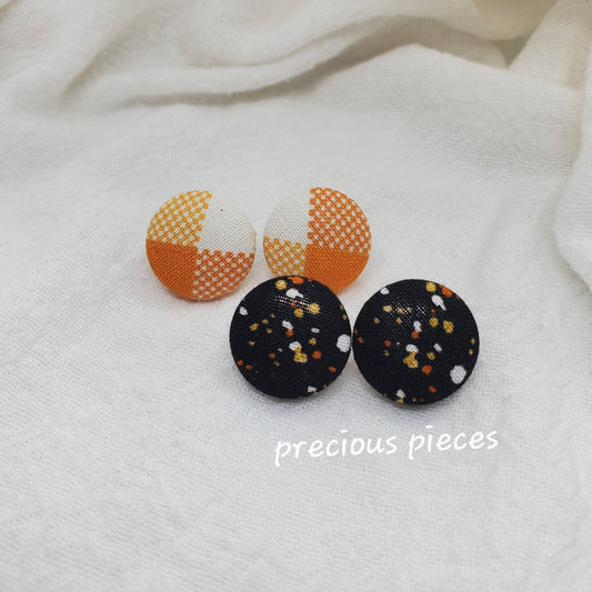 Orange and White Pattern Halloween Fabric Earrings