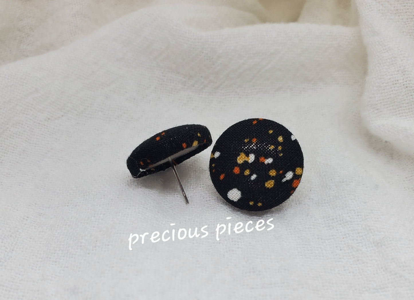 Orange and White Pattern Halloween Fabric Earrings