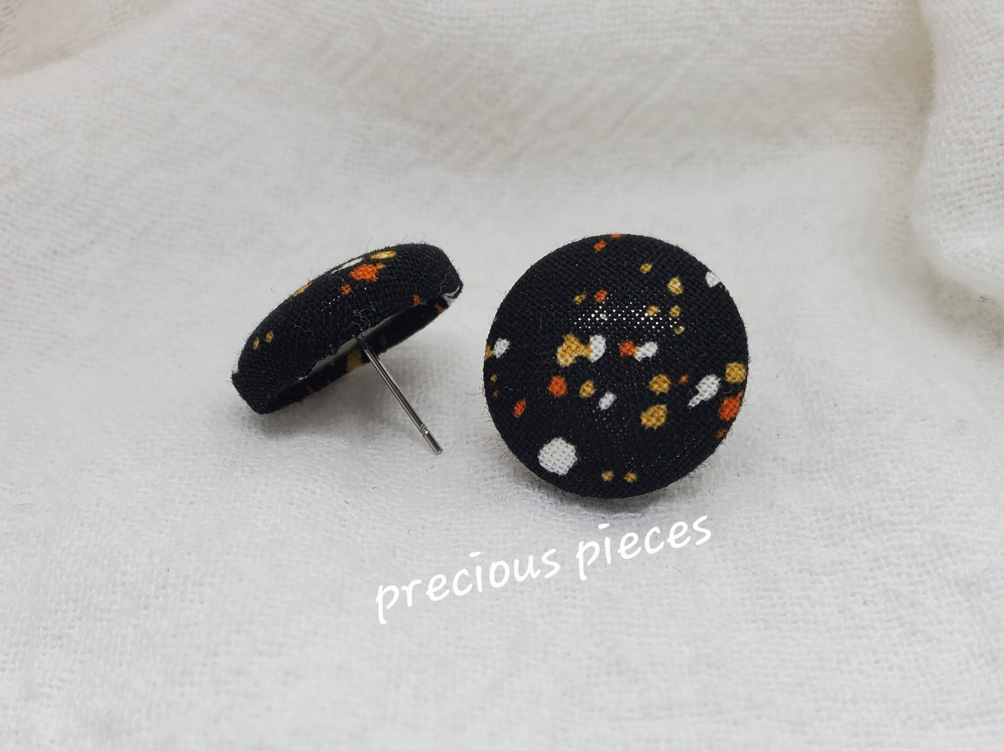 Orange and White Pattern Halloween Fabric Earrings