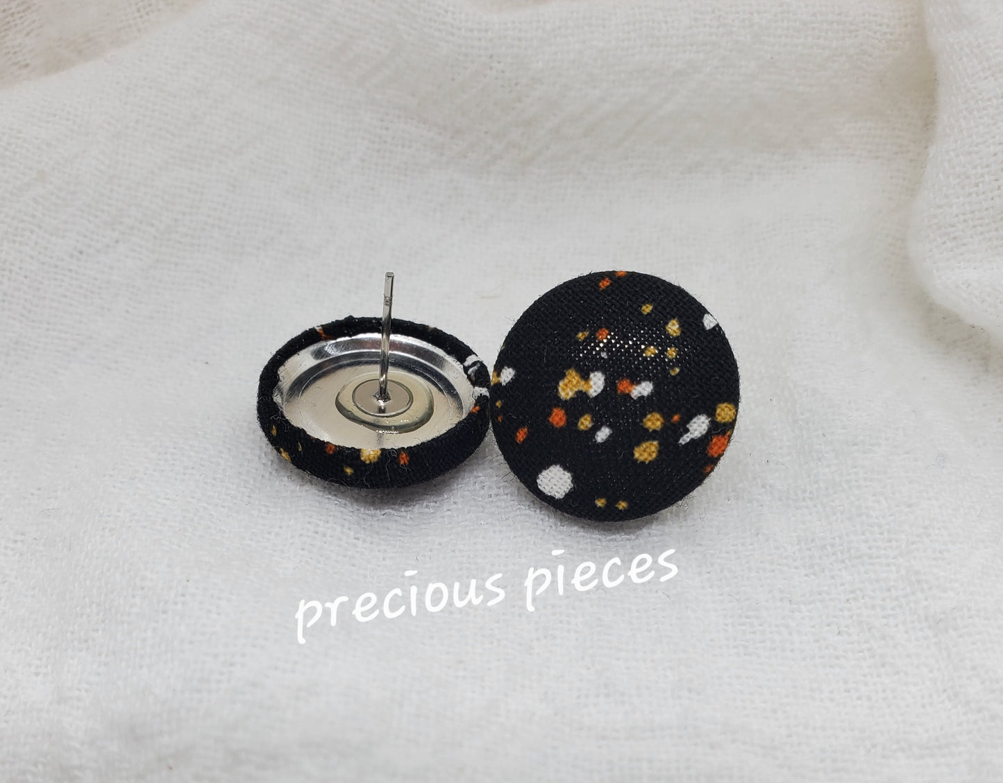 Orange and White Pattern Halloween Fabric Earrings