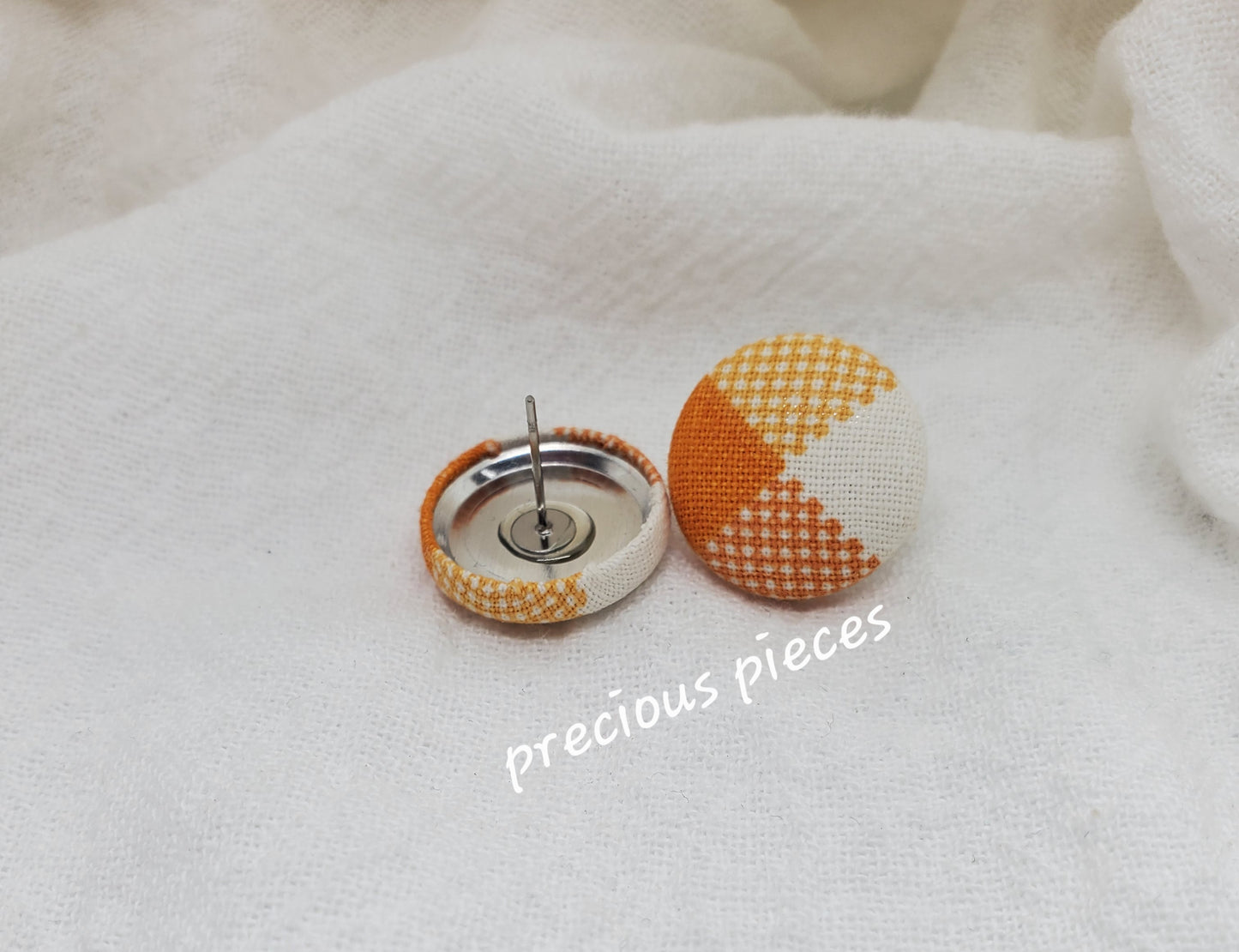 Orange and White Pattern Halloween Fabric Earrings