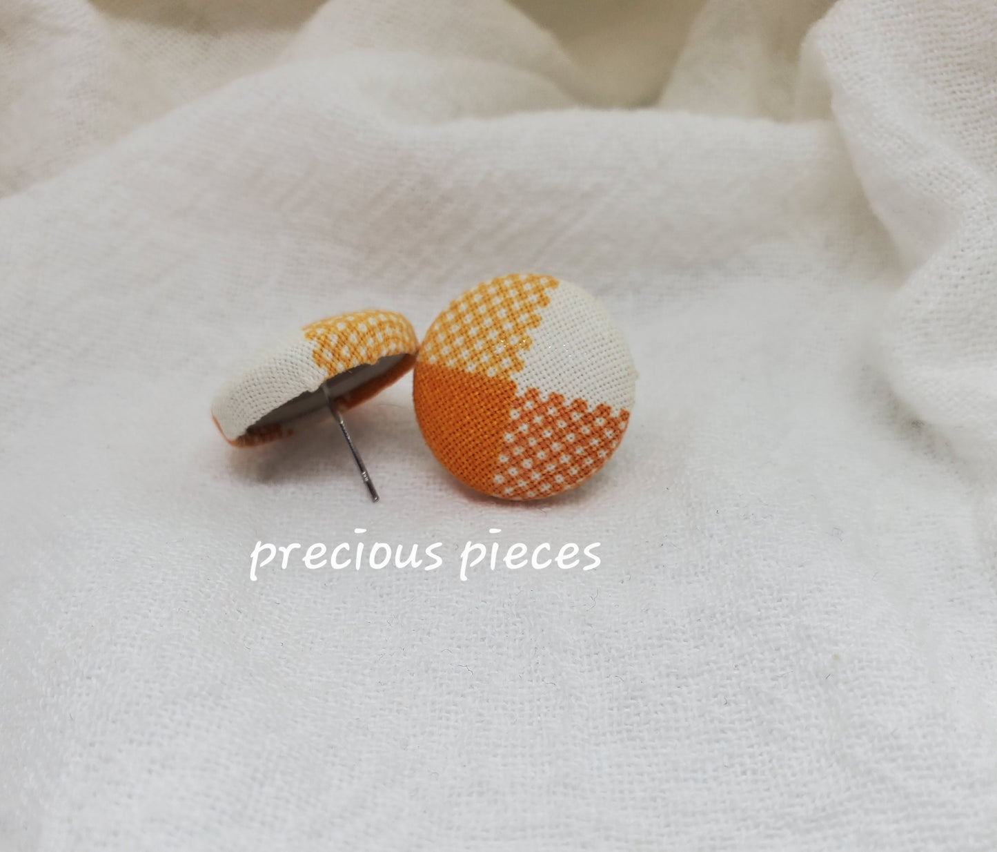 Orange and White Pattern Halloween Fabric Earrings