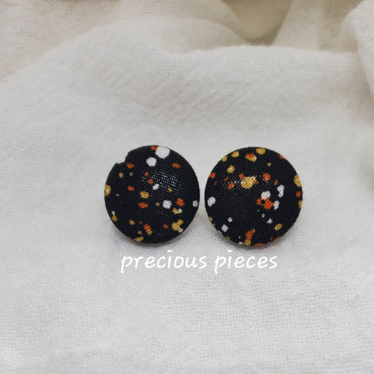 Black w/ Multicolored Polka-dot Halloween Fabric Earrings