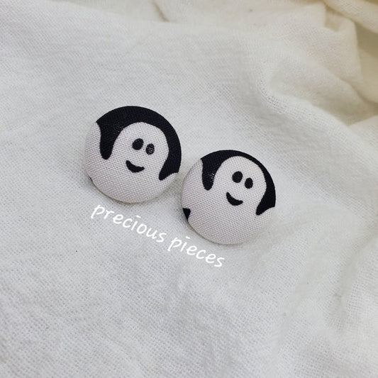 Smiling Ghost Halloween Fabric Earrings