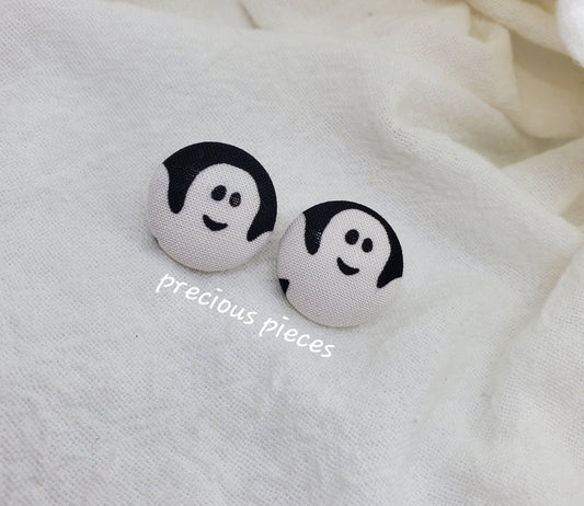 Smiling Ghost Halloween Fabric Earrings