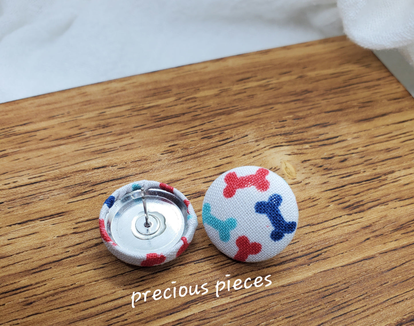 Paw Print and Doggy Bone Fabric Earrings