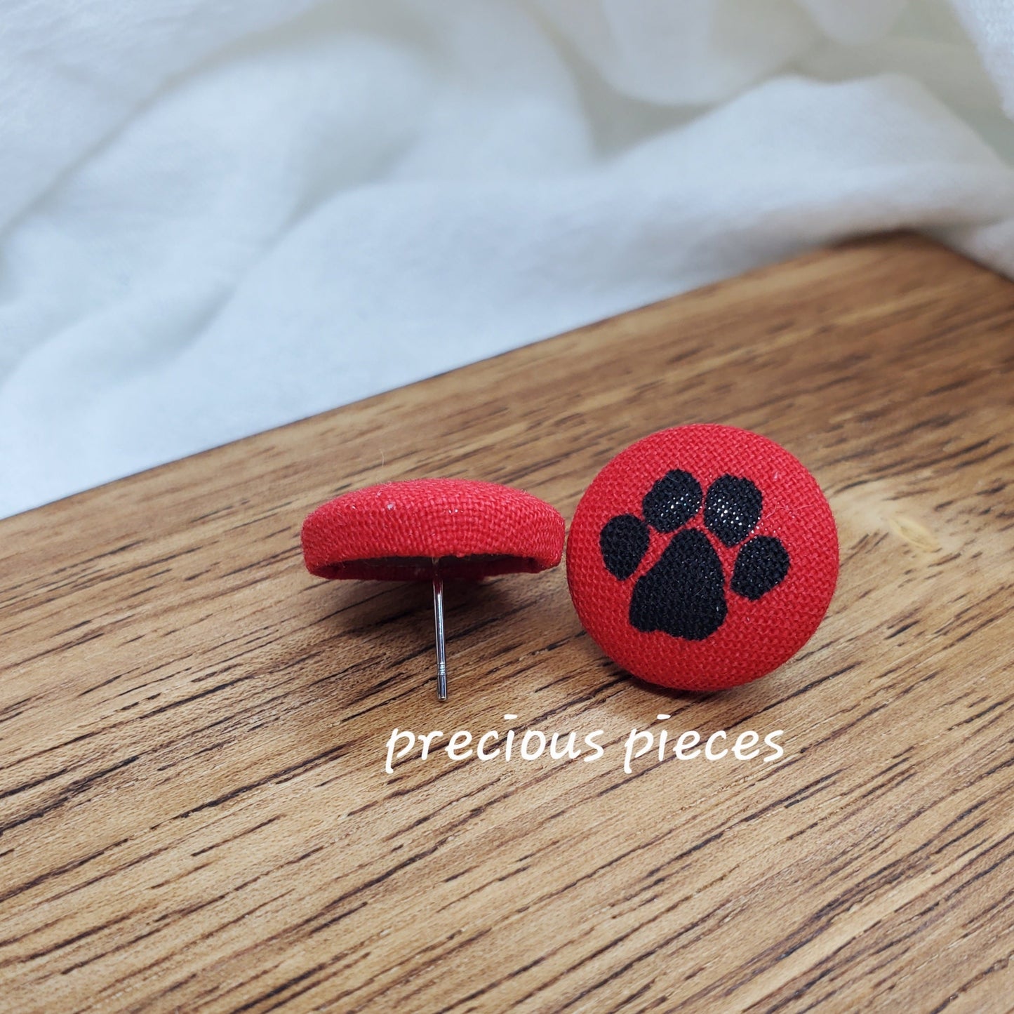 Black Paw Print Fabric Earrings