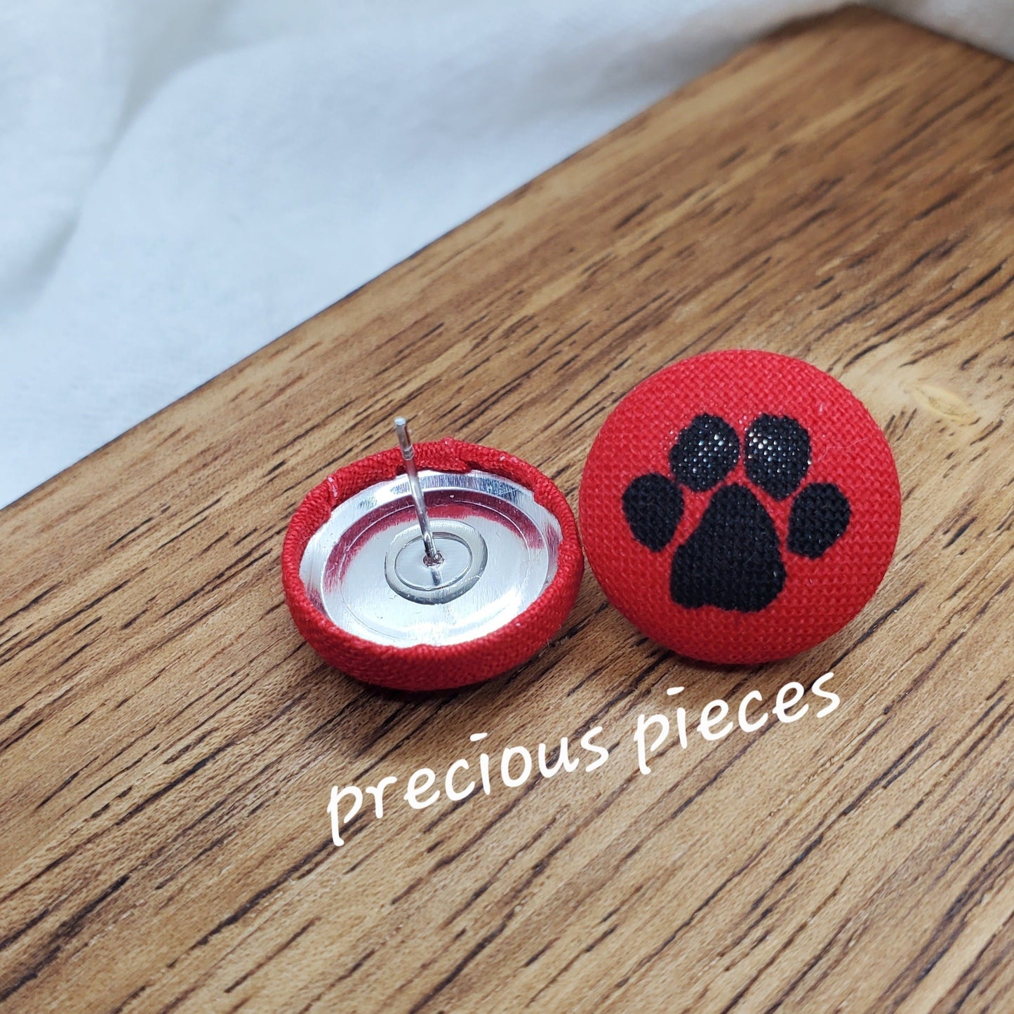 Black Paw Print Fabric Earrings