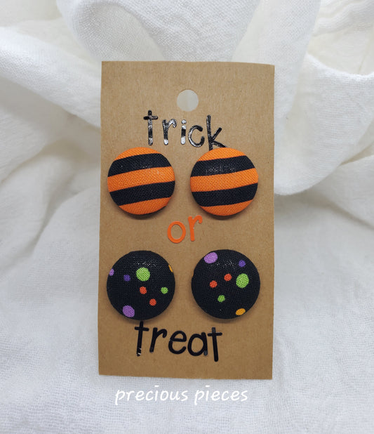 Small Stripes and Polka-dot Halloween Fabric Earrings