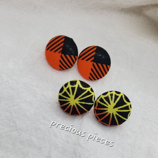 Small Web Halloween Fabric Earrings