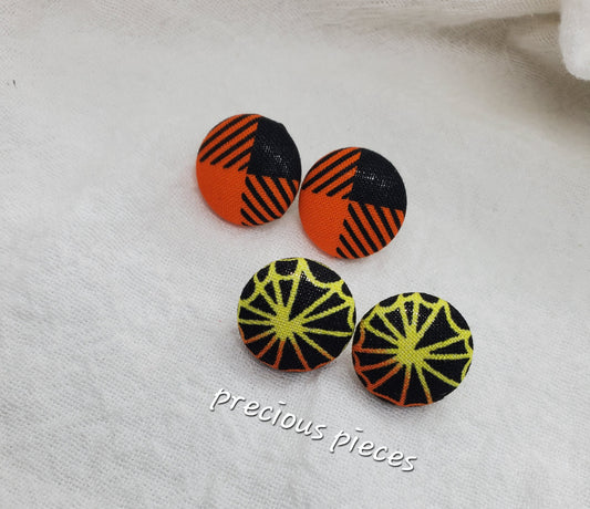 Small Web Halloween Fabric Earrings