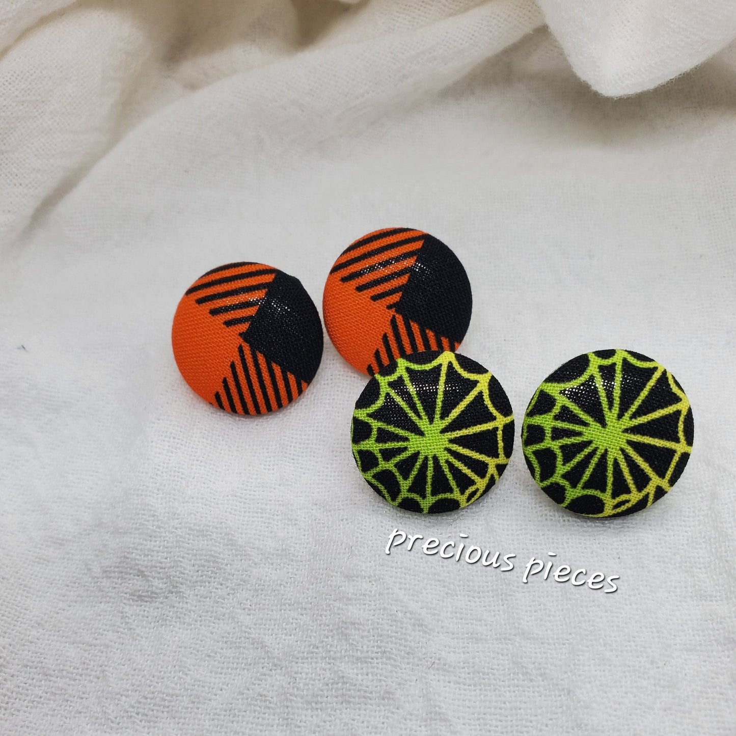 Medium Web Halloween Fabric Earrings