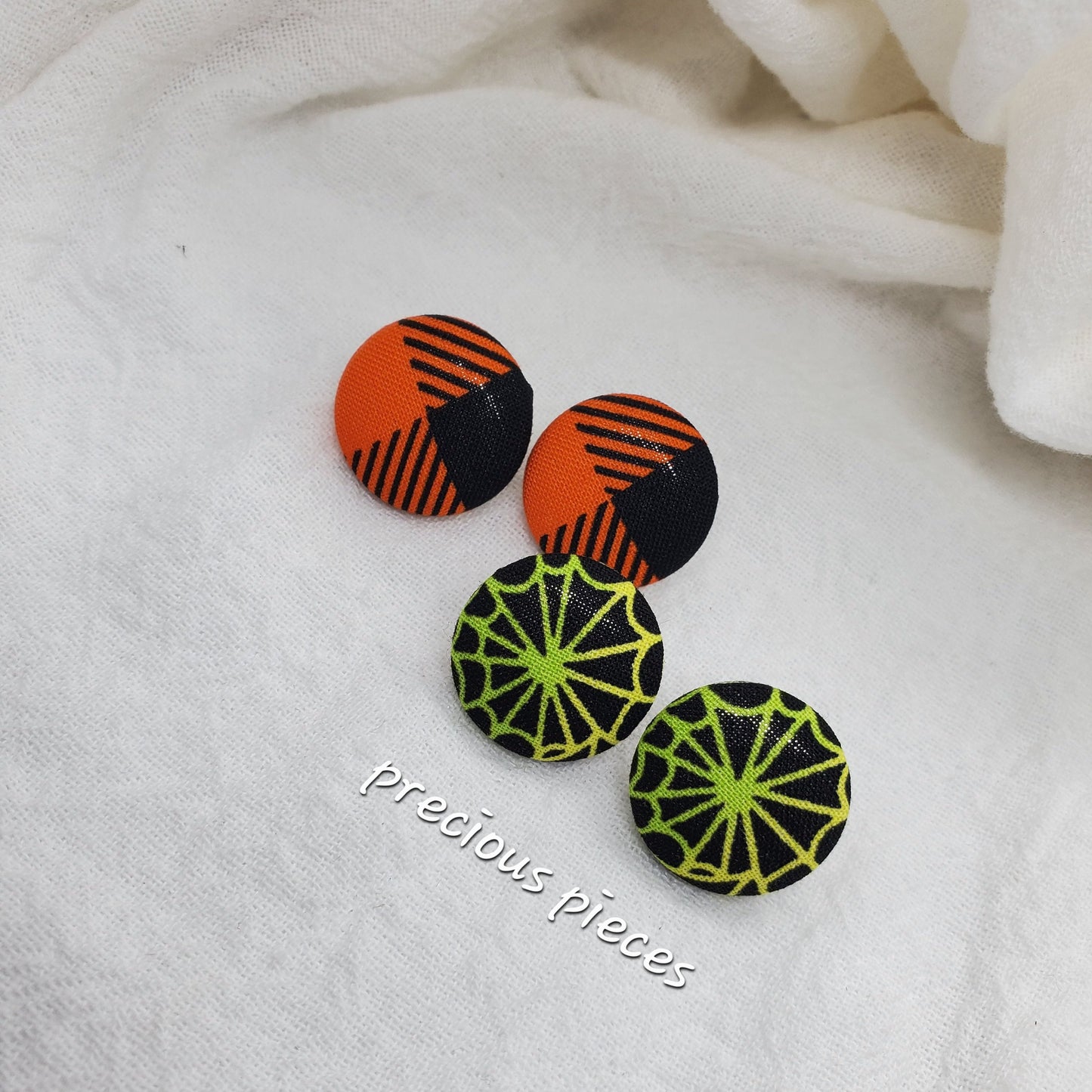 Medium Web Halloween Fabric Earrings