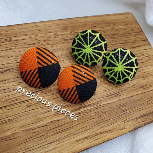 Medium Web Halloween Fabric Earrings