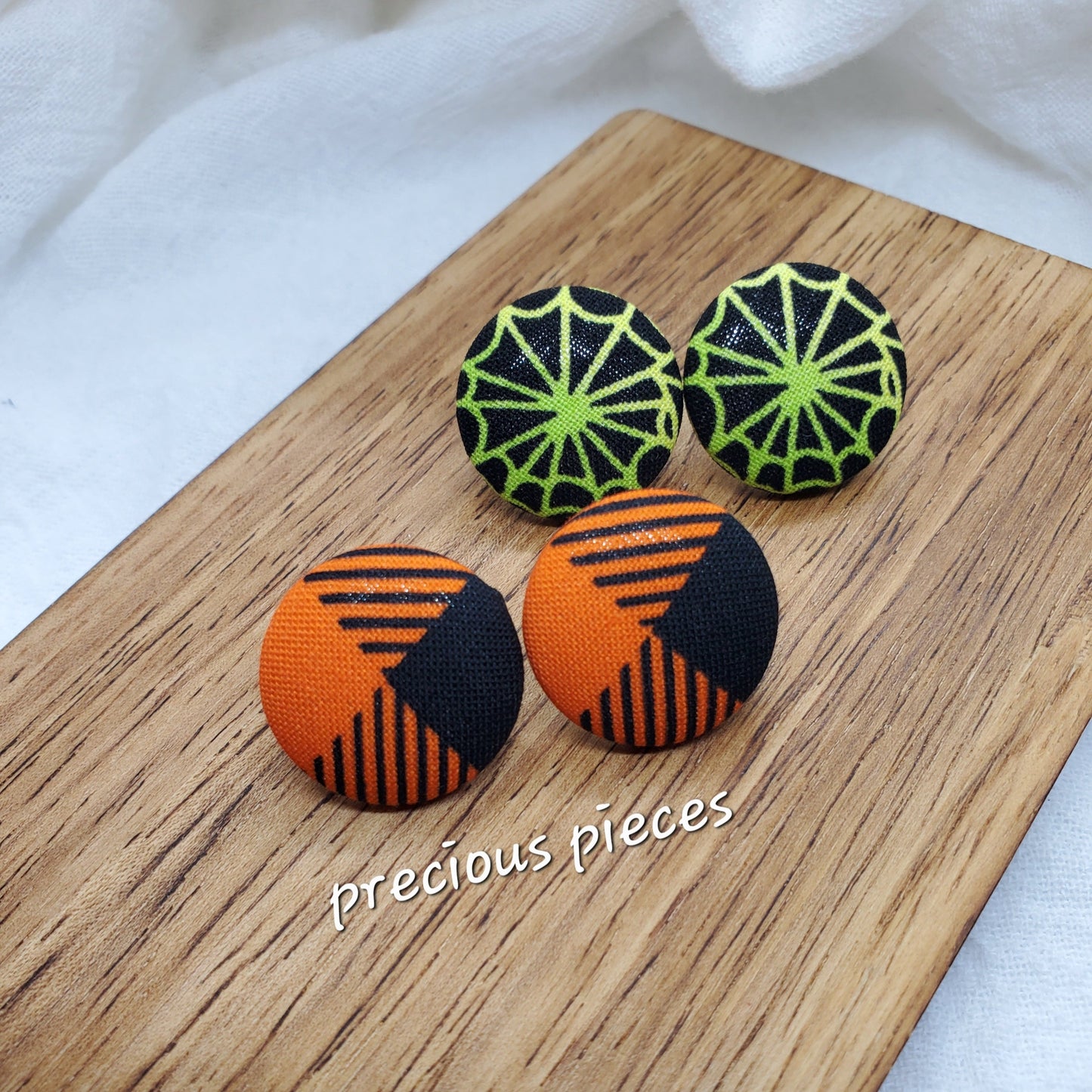 Medium Web Halloween Fabric Earrings