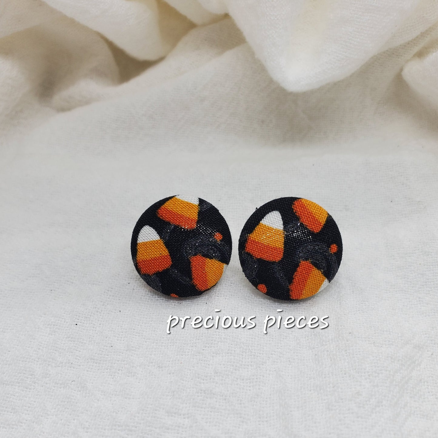 Candy Corn(3) Halloween Fabric Earrings