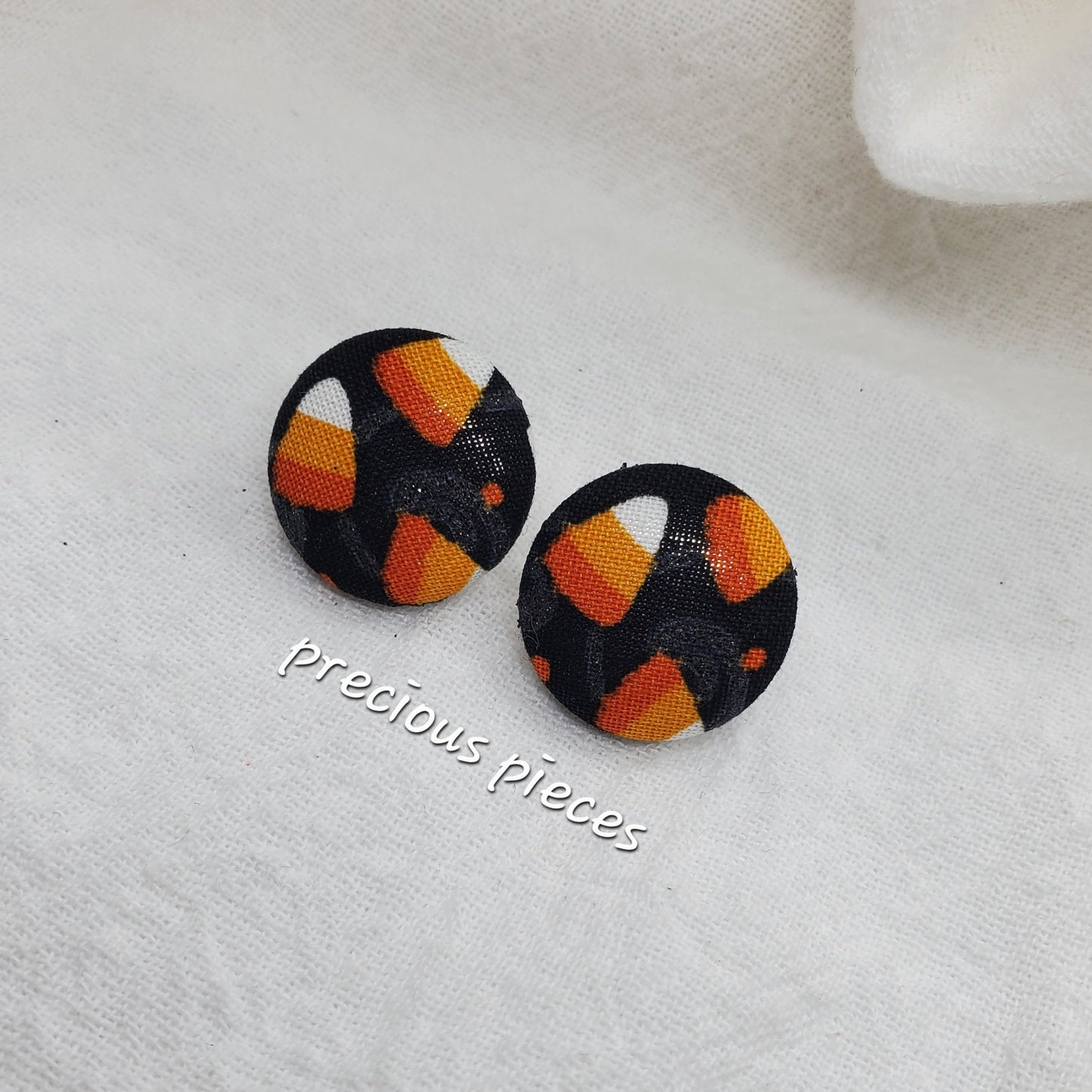 Candy Corn(3) Halloween Fabric Earrings