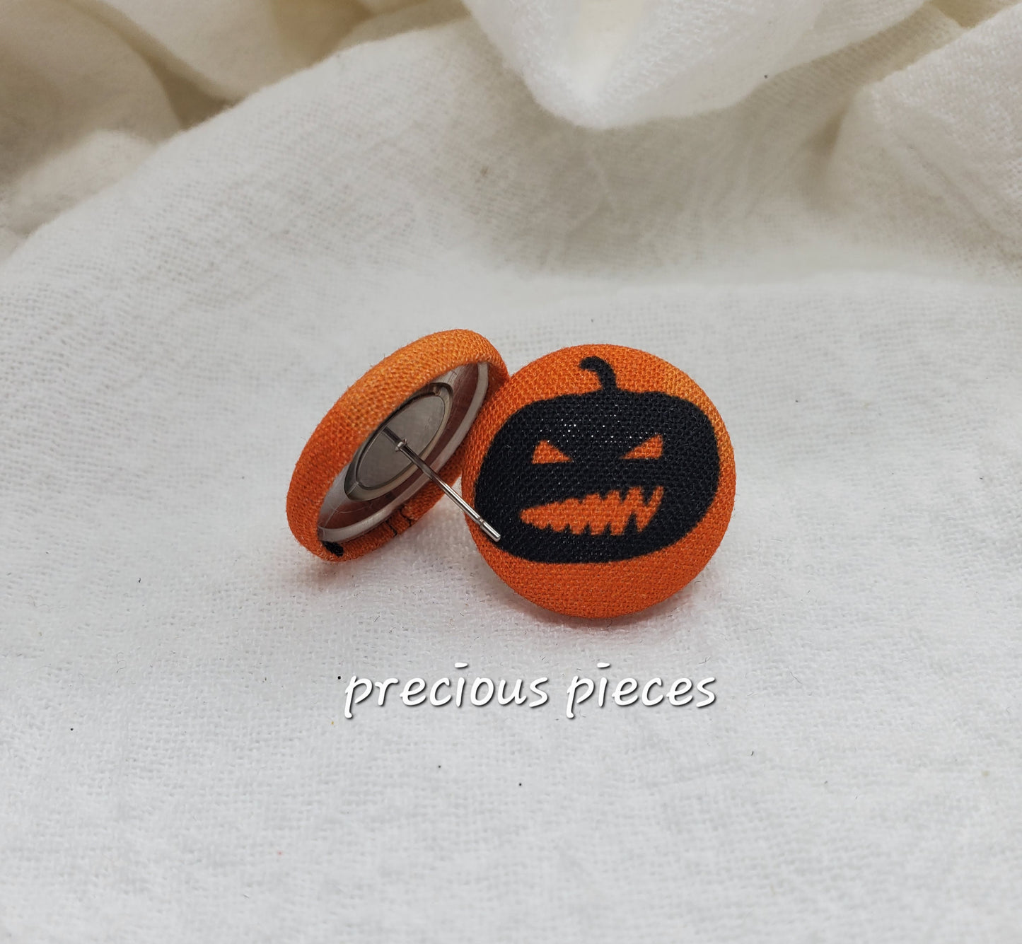 Pumpkin and Cat Halloween Fabric Earrings