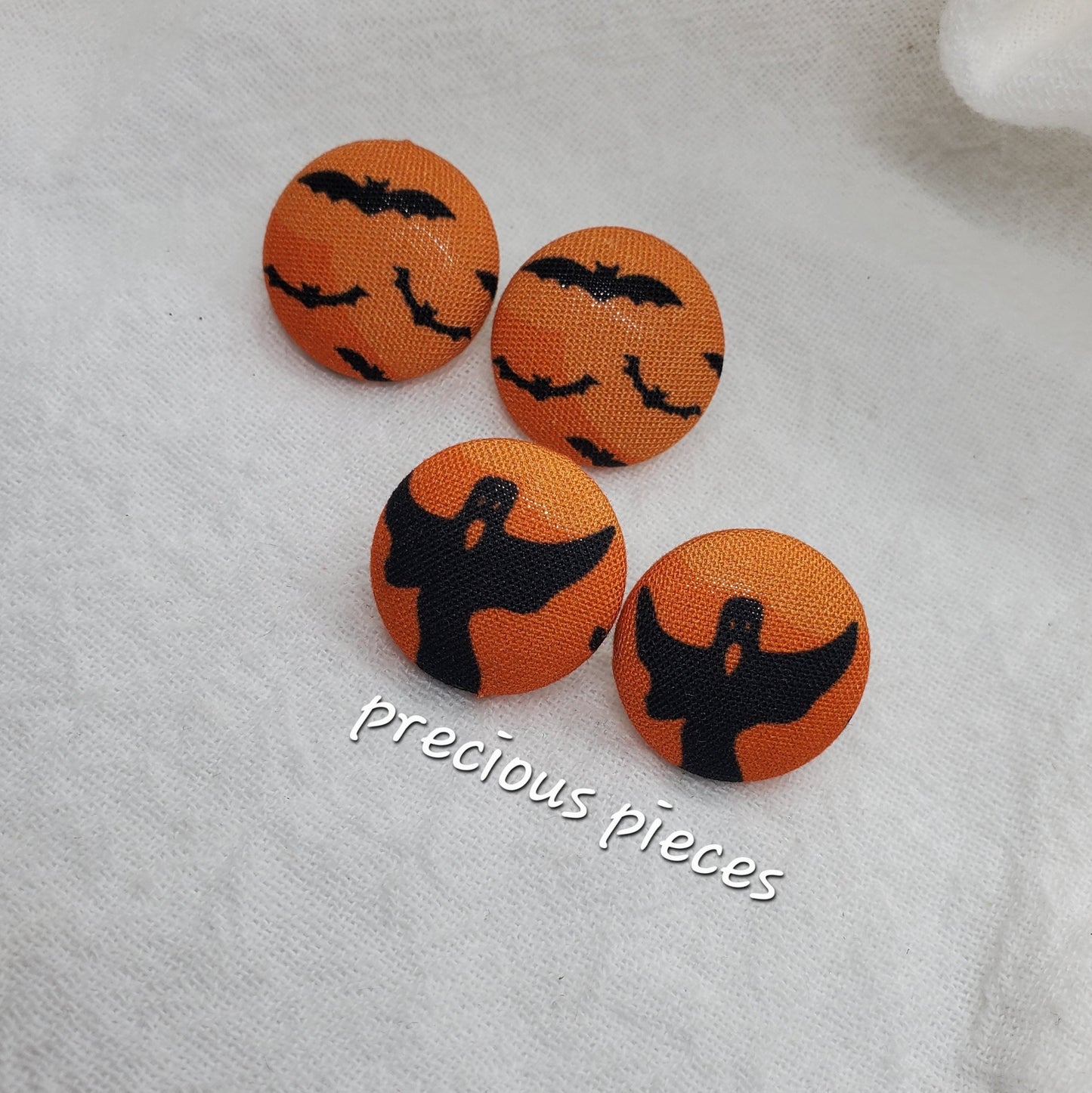 Bat and Ghost Halloween Fabric Earrings