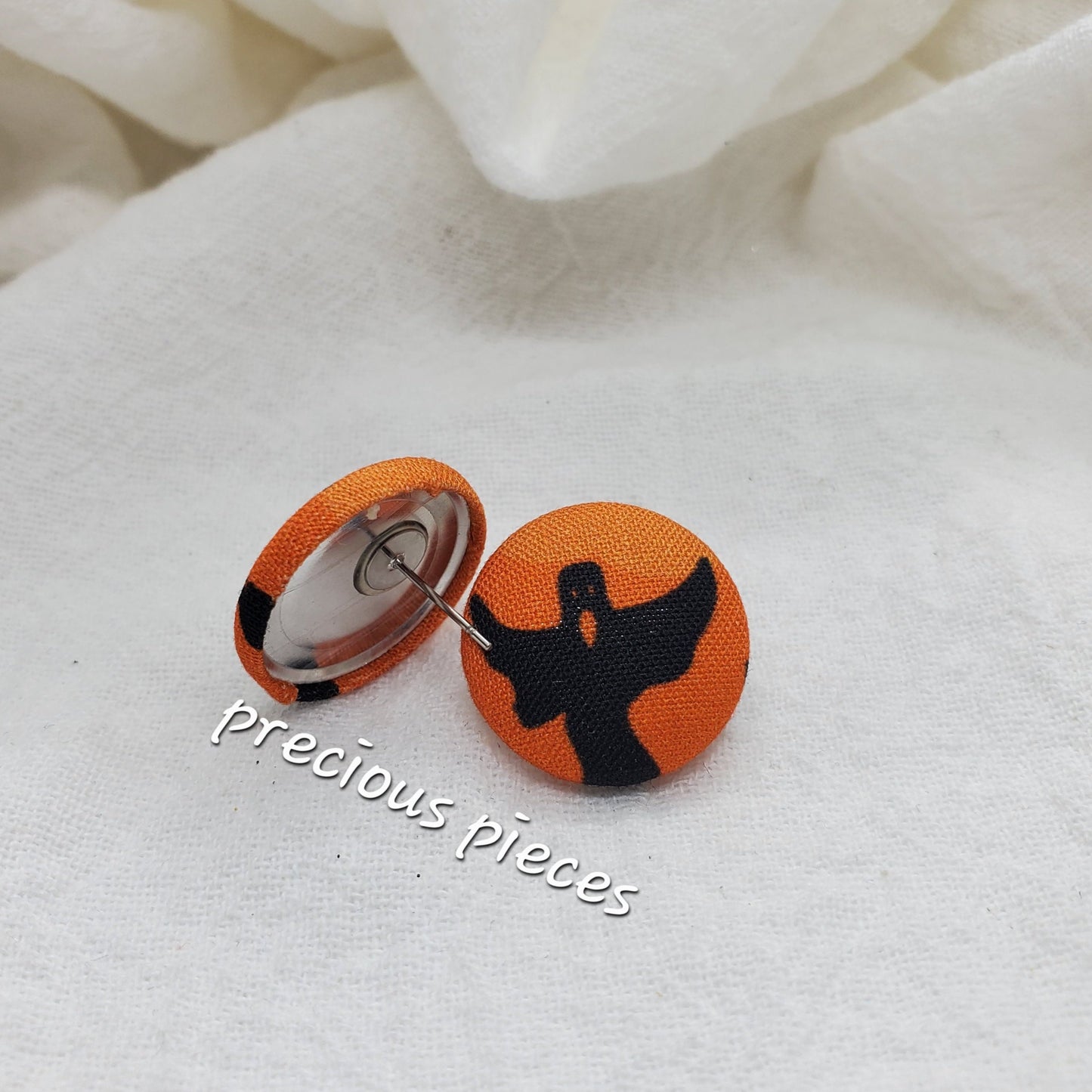 Bat and Ghost Halloween Fabric Earrings