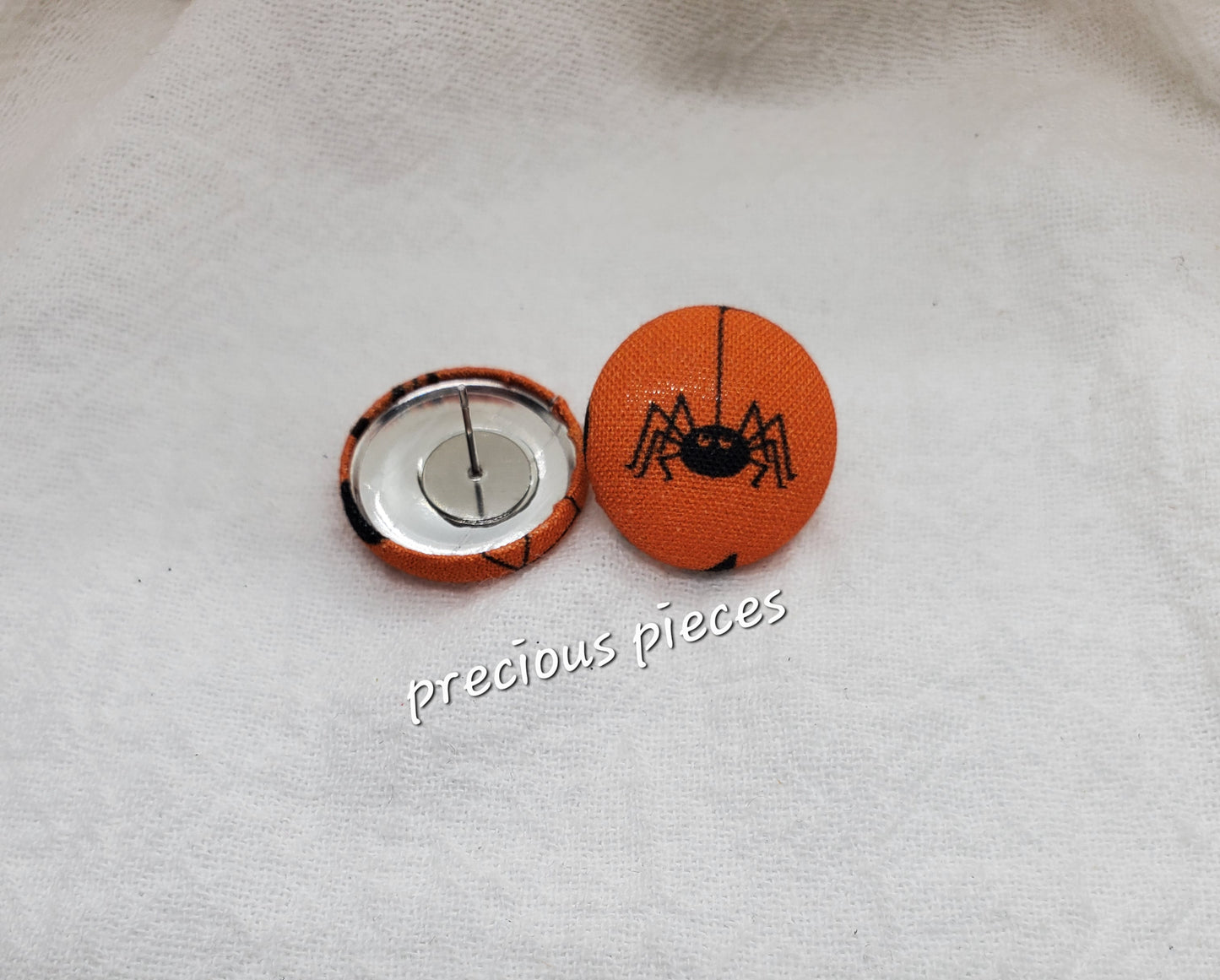 Pumpkin and Spider Halloween Fabric Earrings