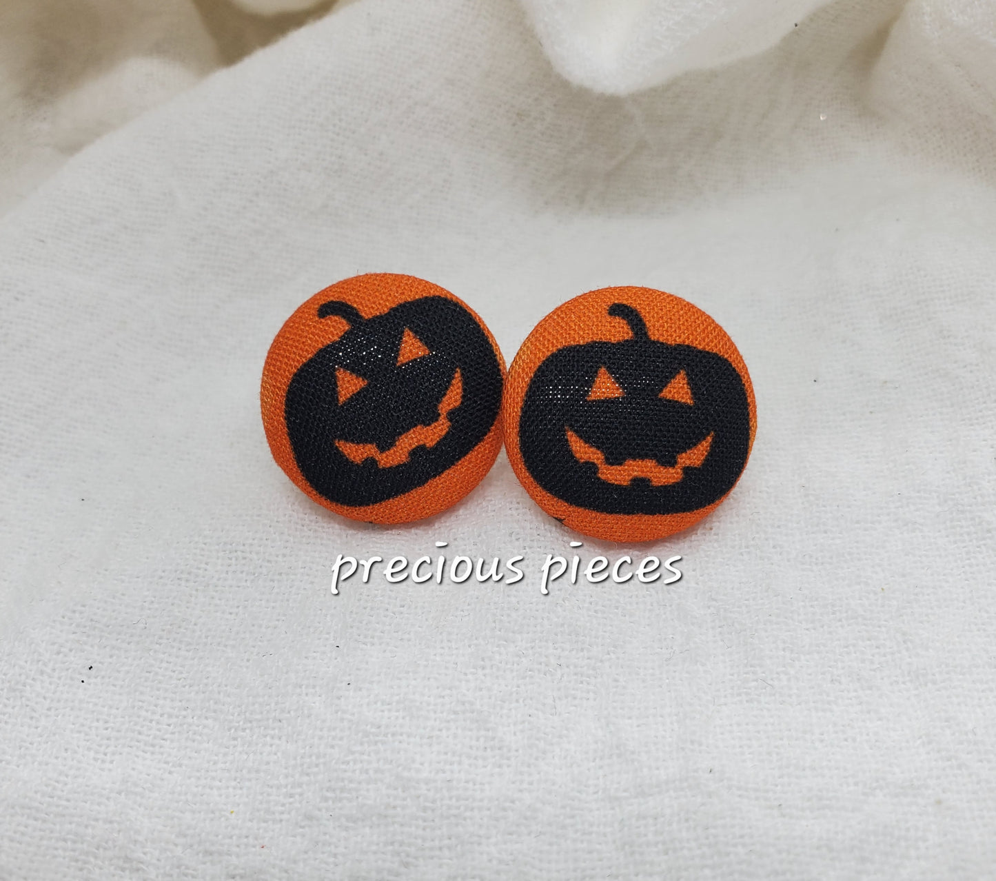 Pumpkin and Spider Halloween Fabric Earrings