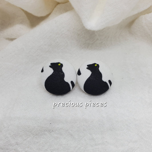 Sitting Cat Halloween  Fabric Earrings