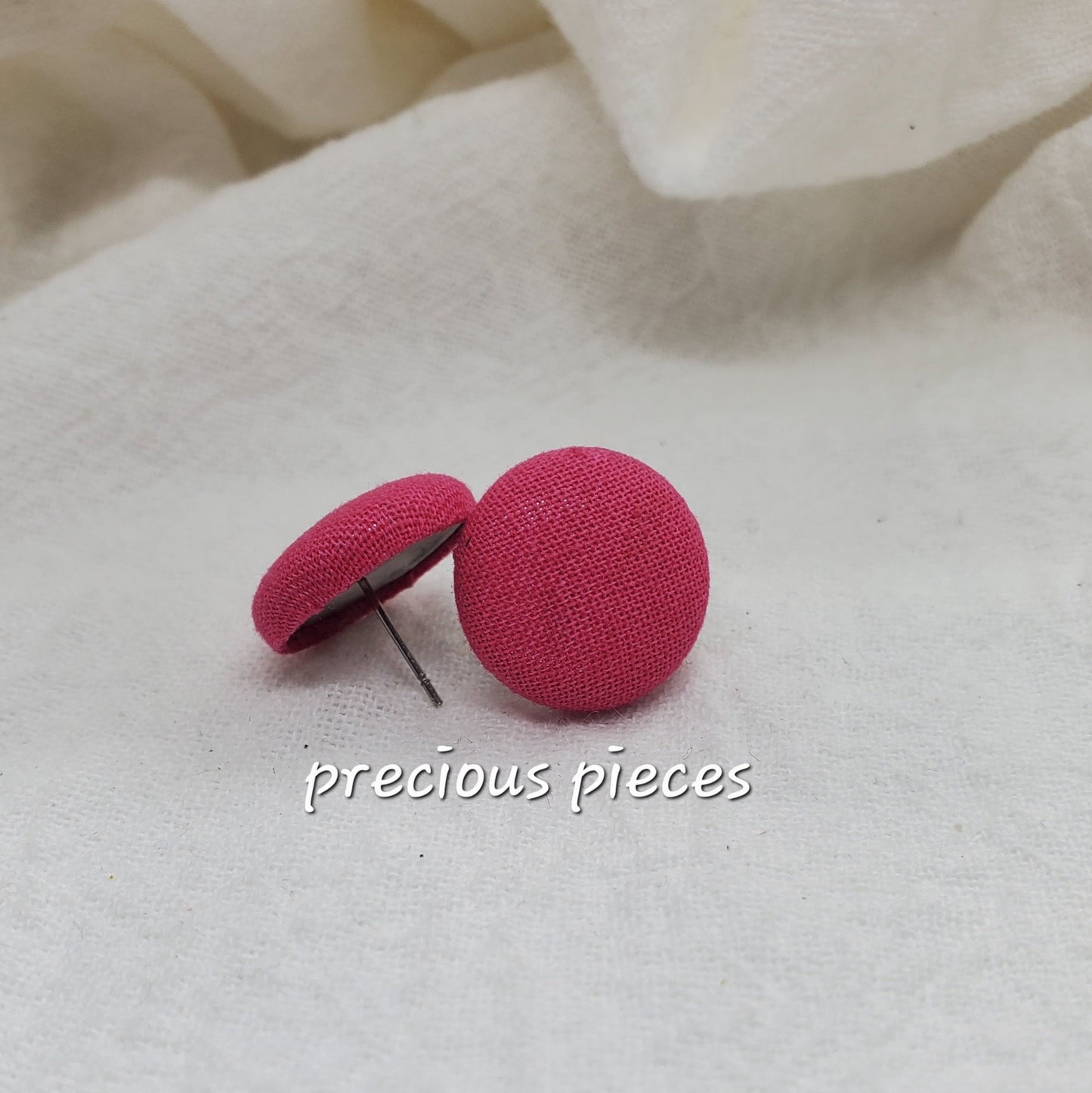 Green with White Polka Dot and Hot Pink Fabric Earrings