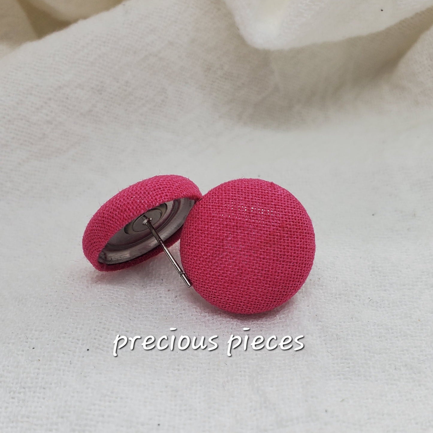 Green with White Polka Dot and Hot Pink Fabric Earrings