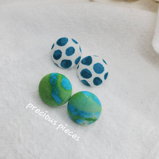 Polka Dot and Tie Dye Fabric Earrings