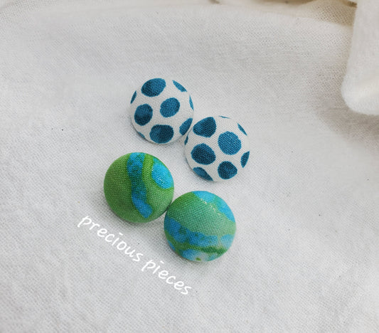 Polka Dot and Tie Dye Fabric Earrings