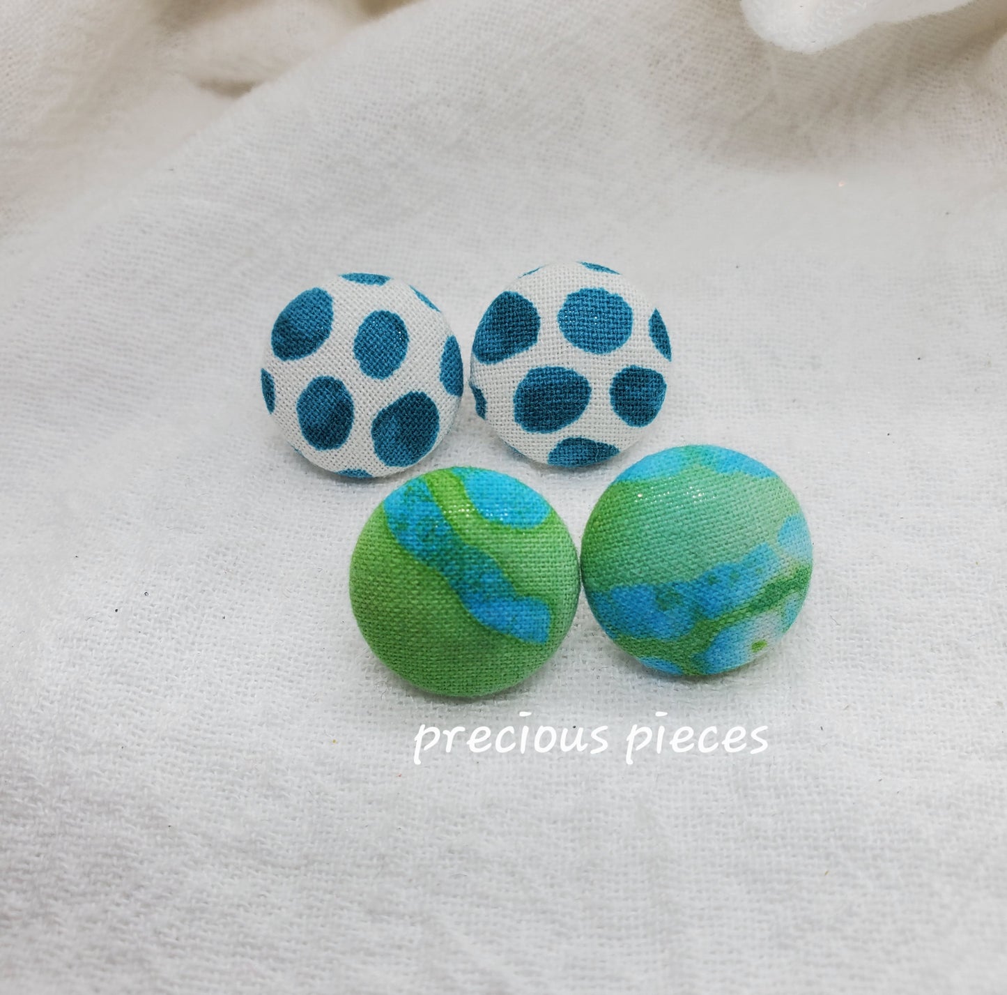 Polka Dot and Tie Dye Fabric Earrings