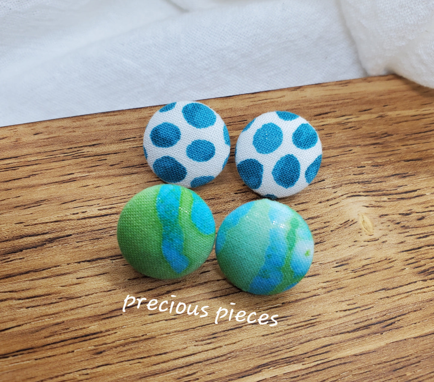 Polka Dot and Tie Dye Fabric Earrings