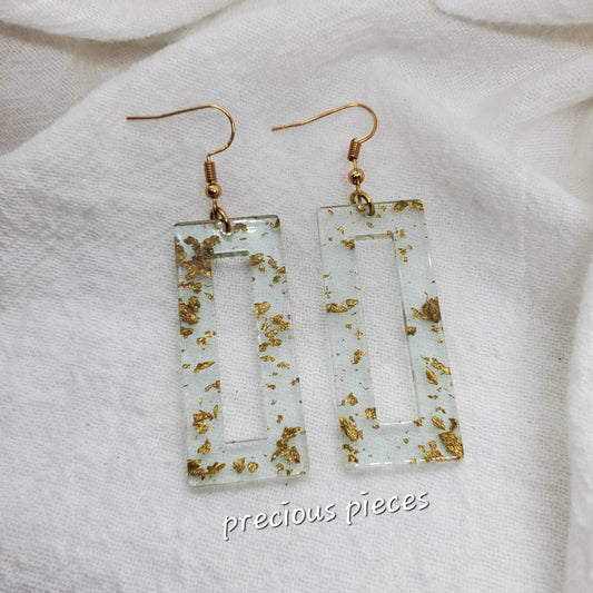 Minty Gold Flake Drop Earrings