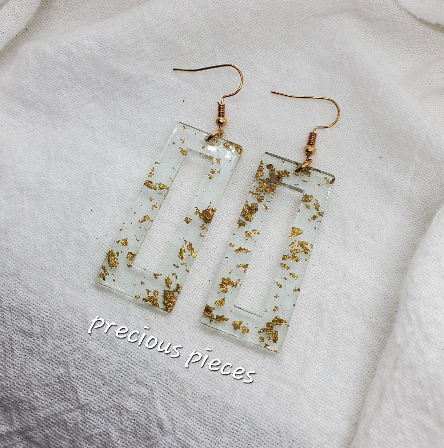 Minty Gold Flake Drop Earrings