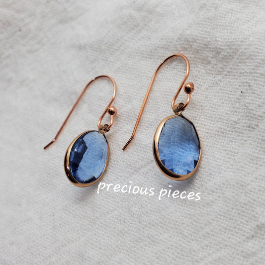 Blue Gem Drop Earrings