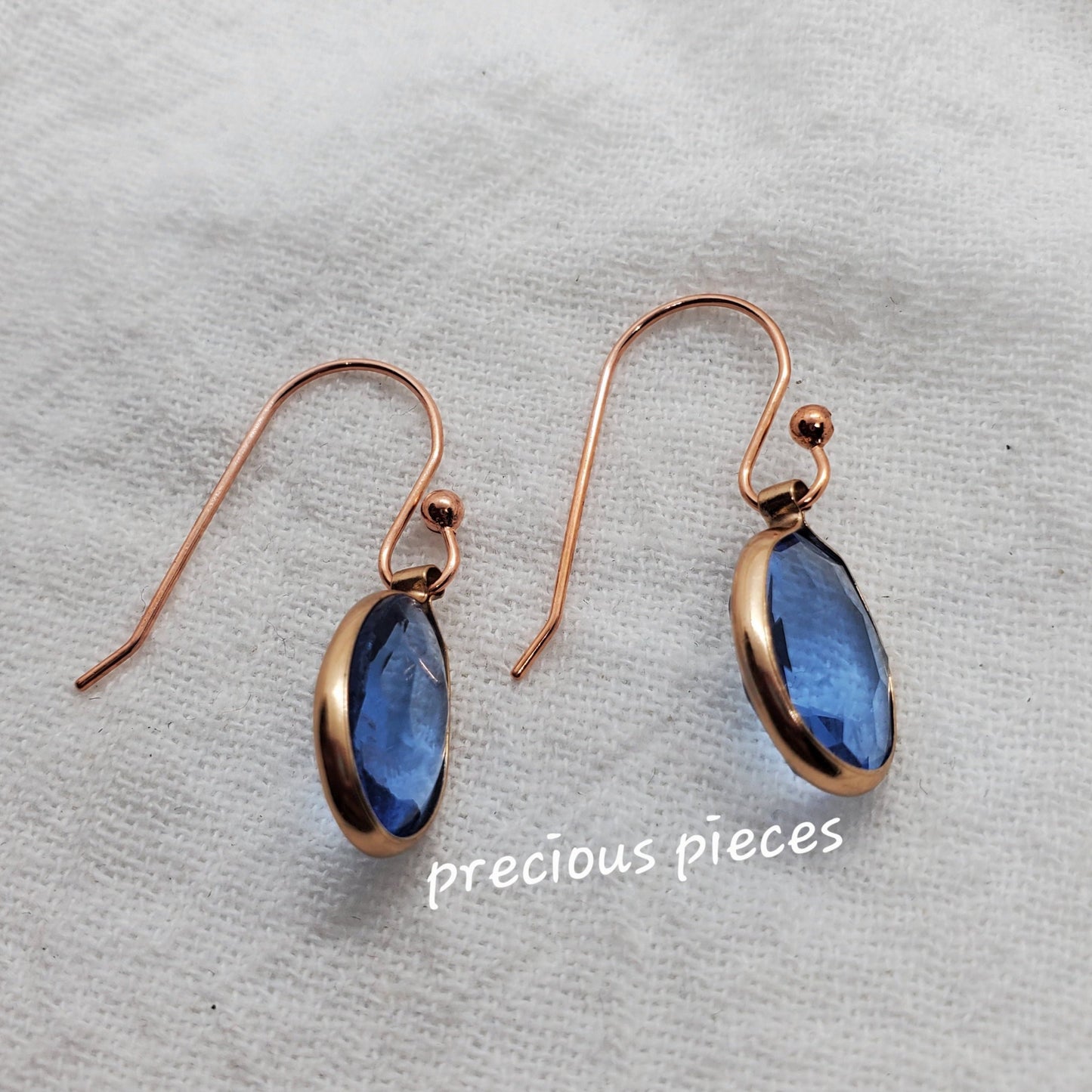 Blue Gem Drop Earrings